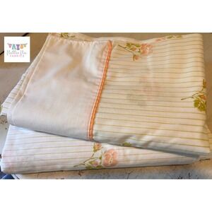 Twin‎ Flat Vintage Striped floral sheet, Roger Baugh, Springmaid